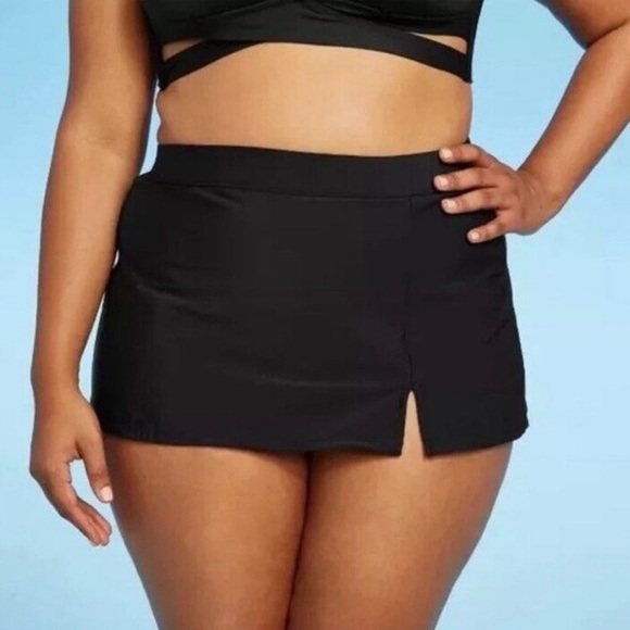 Aqua Green Womens XL 16W/18W Black Elastic Waist Swim Skirt Brief Liner NEW - Picture 8 of 8